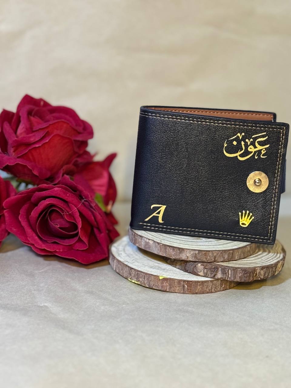 محفظة جلد فاخرة مع حفر الاسم